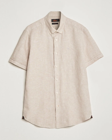 Herre | Linskjorter | Morris | Douglas Linen Short Sleeve Shirt Khaki