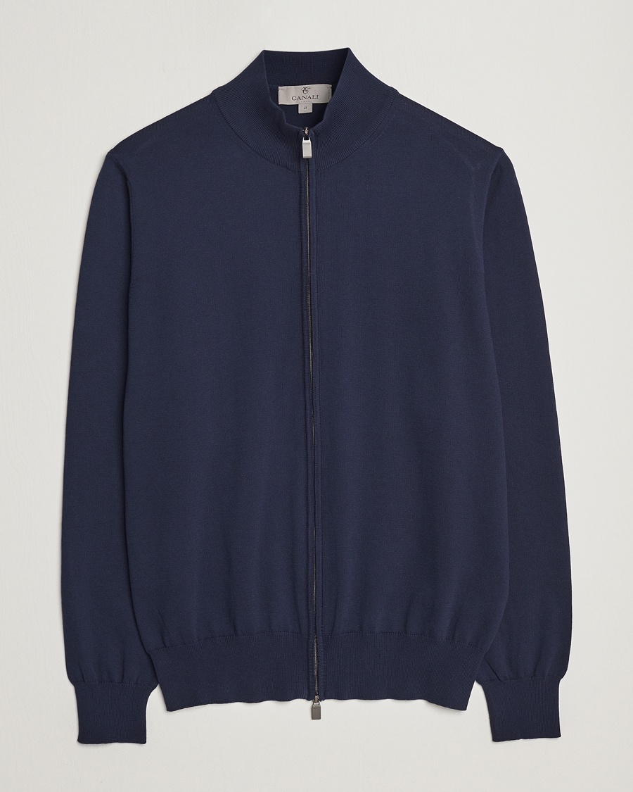  Cotton Full Zip Sweater Navy