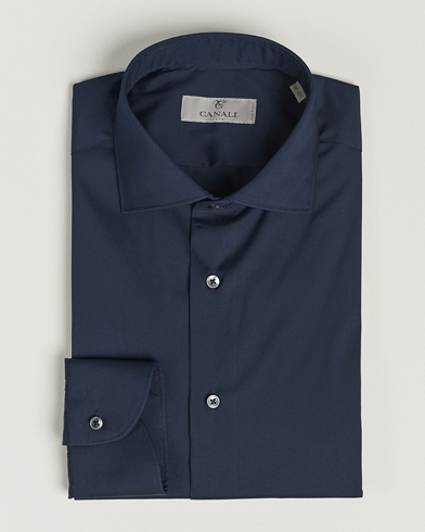 Herre | Businesskjorter | Canali | Slim Fit Cotton/Stretch Shirt Navy