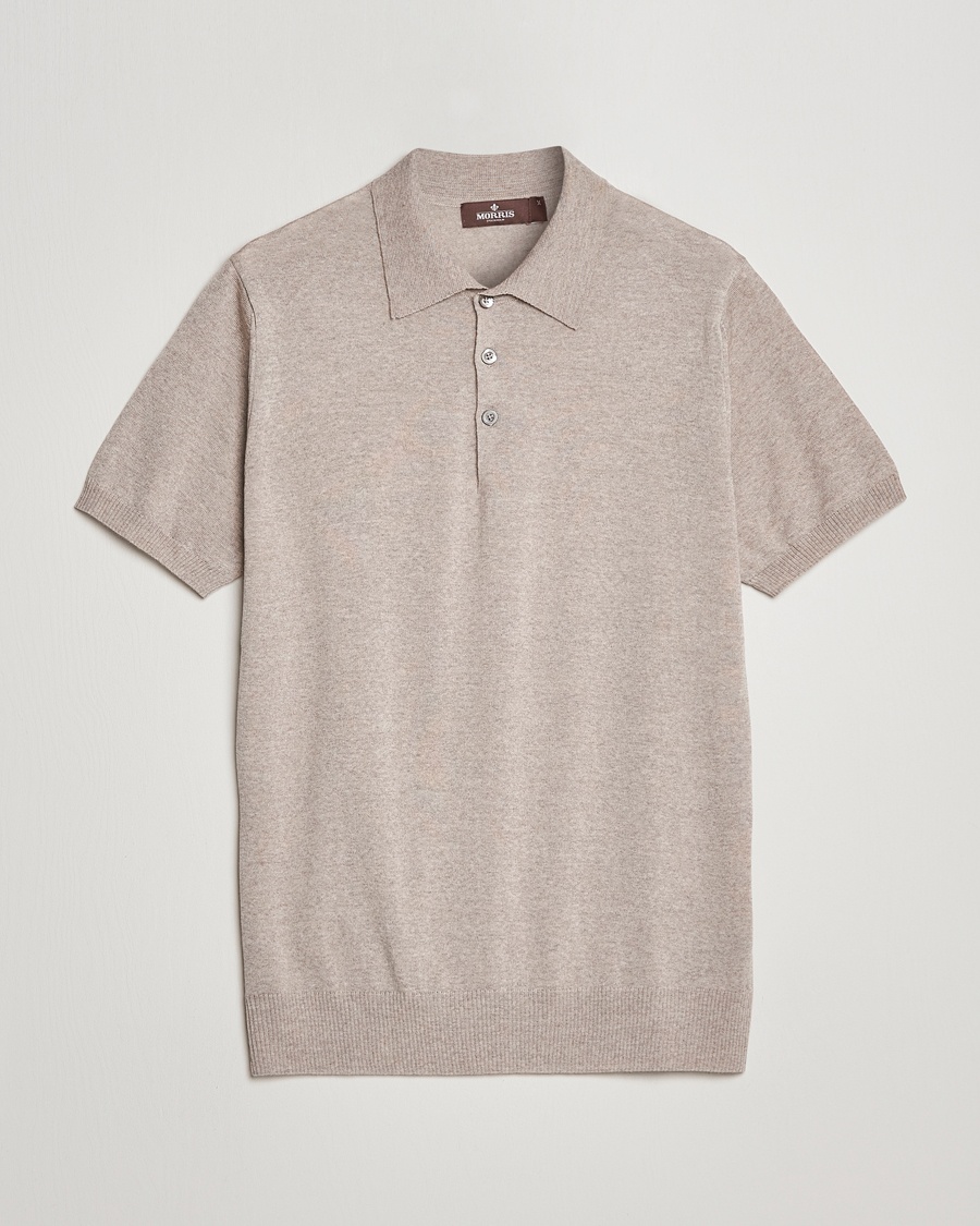 Morris Heritage Short Sleeve Knitted Polo Shirt Beige Morris Heritage Short Sleeve Knitted Polo Shirt Beige