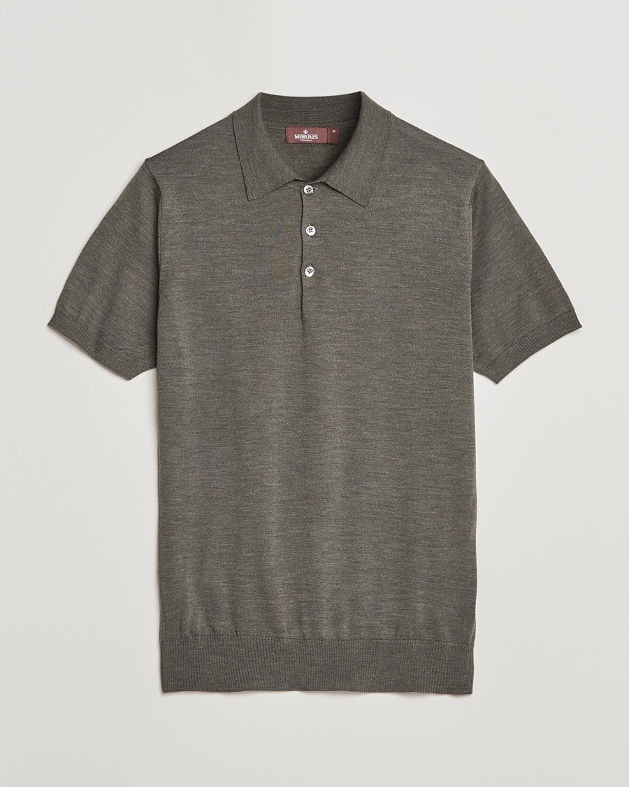 Morris Heritage Short Sleeve Knitted Polo Shirt Olive Morris Heritage Short Sleeve Knitted Polo Shirt Olive