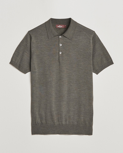 Herre |  | Morris Heritage | Short Sleeve Knitted Polo Shirt Olive Green