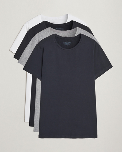 Kortermede t-shirts |  4-Pack Crew Neck Tee White/Black/Grey/Navy