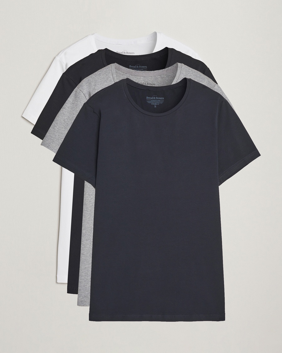 Herre | Bread & Boxers | Bread & Boxers | 4-Pack Crew Neck Tee White/Black/Grey/Navy