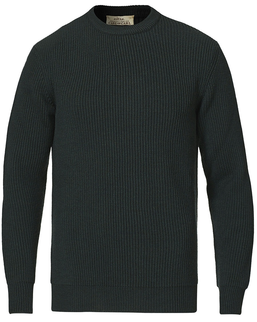 Altea Rib Stitch Crew Neck Dark Green Altea Rib Stitch Crew Neck Dark Green