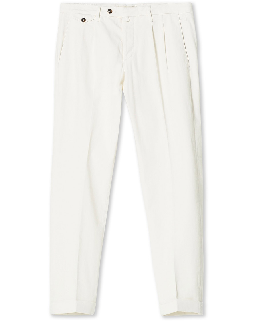  Easy Fit Pleated Cotton Chinos Cream