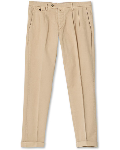 Easy Fit Pleated Cotton Chinos Beige