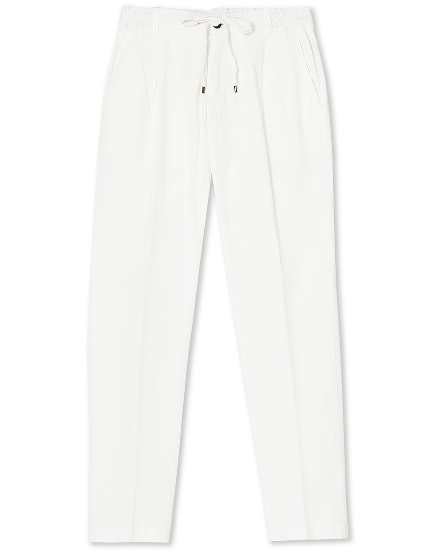 Briglia 1949 Drawstring Easy Fit Cotton/Tencel Trousers Off White