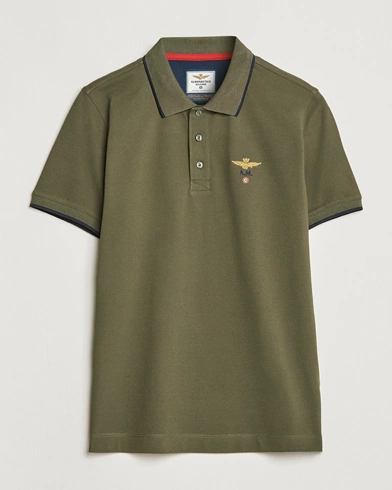 Herre | Kortermet piké | Aeronautica Militare | Garment Dyed Cotton Polo Green