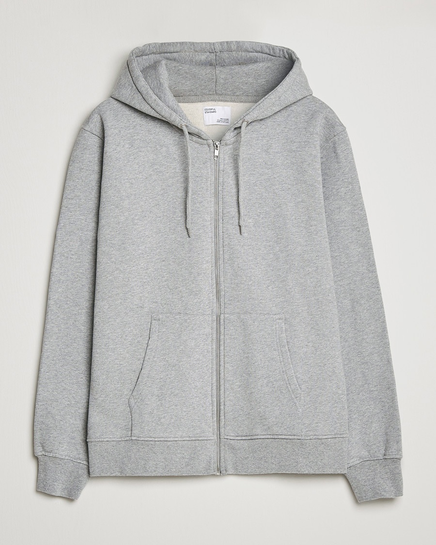 Herre | Basics | Colorful Standard | Classic Organic Full Zip Hood Heather Grey