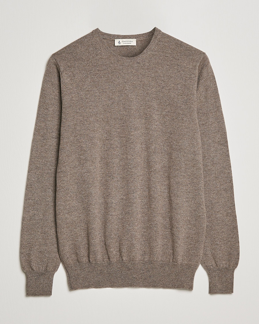 Herre | Piacenza Cashmere | Piacenza Cashmere | Cashmere Crew Neck Sweater Brown