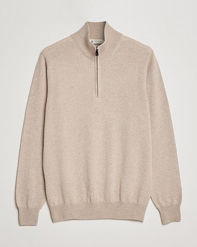 Herre | Half-zip | Piacenza Cashmere | Cashmere Half Zip Sweater Beige