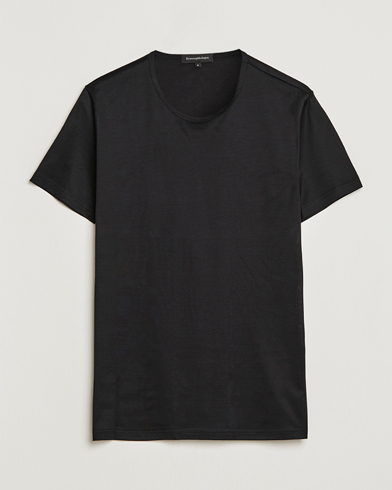 Herre | Italian Department | Zegna | Filoscozia Fine Cotton Crew Neck T-Shirt Black