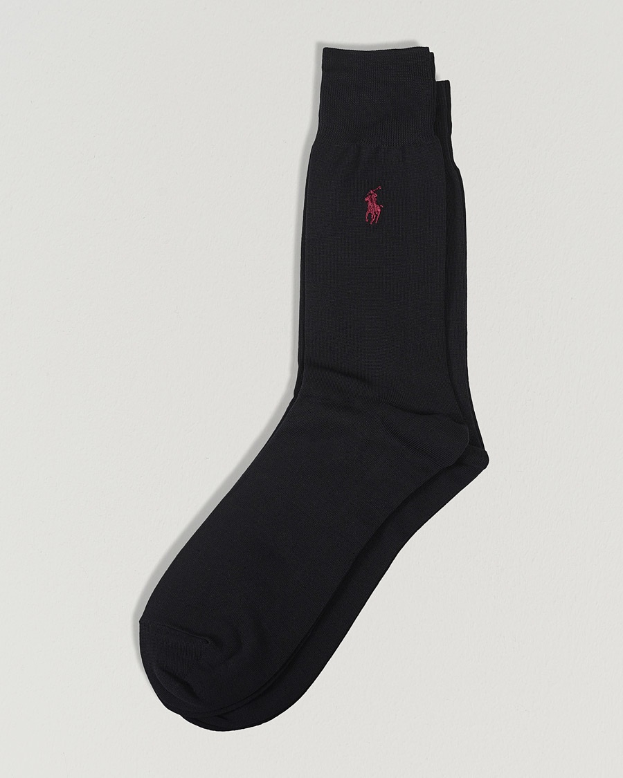 Herre | Sokker | Polo Ralph Lauren | 2-Pack Mercerized Cotton Socks Black