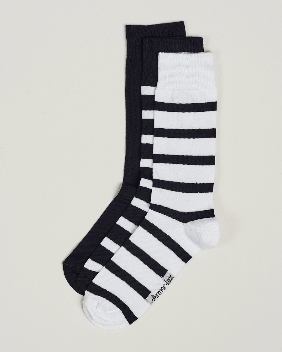 Armor-lux 3-Pack Loer Socks Navy/White – Blå