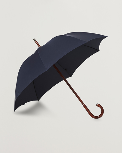 Herre | Paraply | Fox Umbrellas | Polished Cherrywood Solid Umbrella Navy