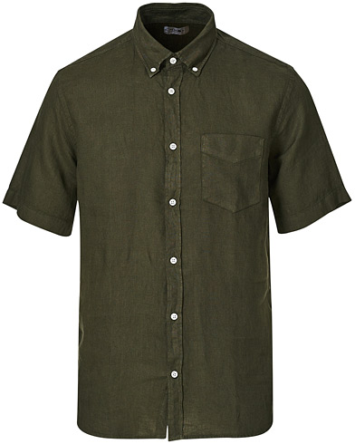 NN07 Tyrion Linen Short Sleeve Shirt Army Green