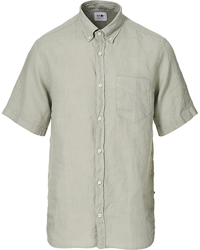 NN07 Tyrion Linen Short Sleeve Shirt Light Grey