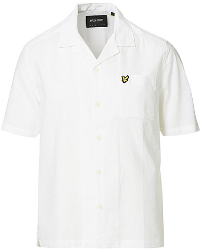  |  Cotton/Linen Camp Collar Short Sleeve Shirt White
