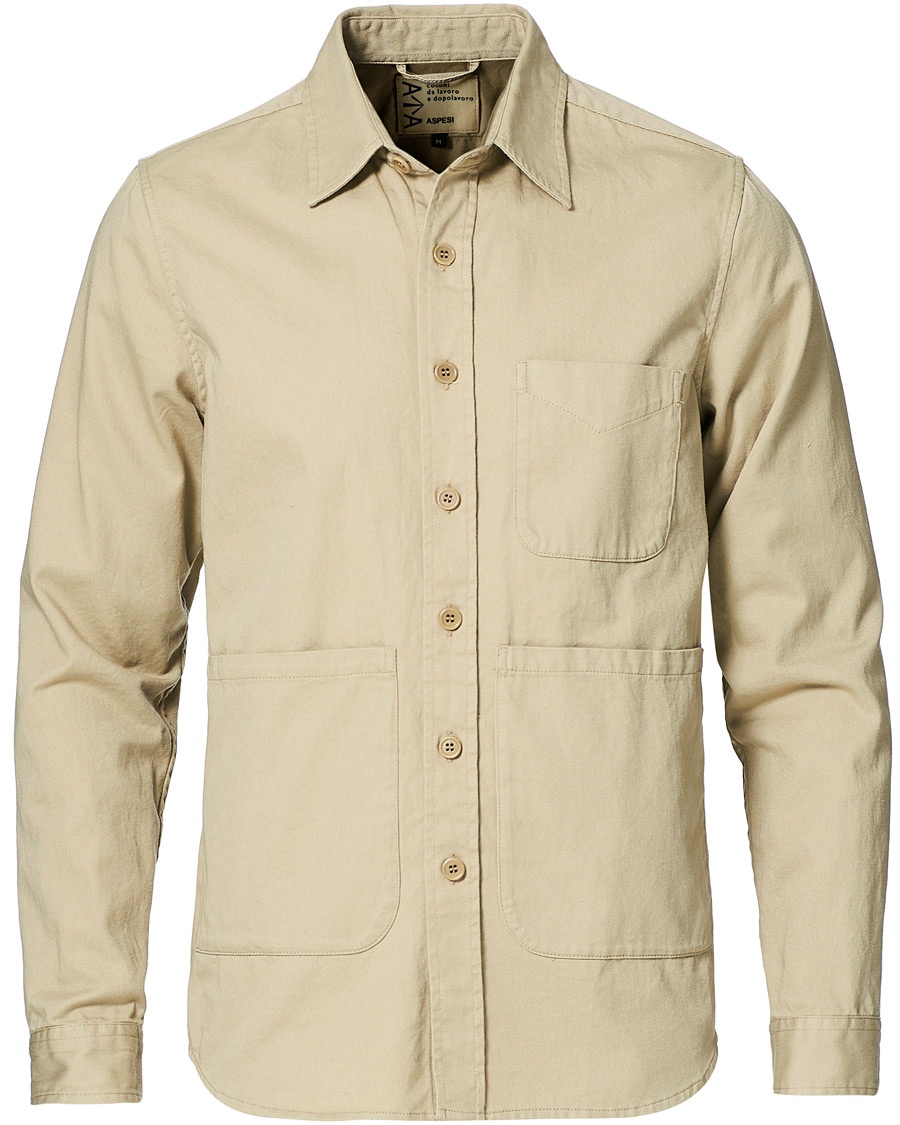 Herre | | Aspesi | Heritage Twill Utility Shirt Stone