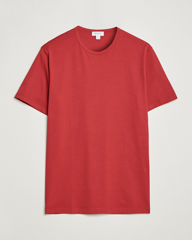 Herre | Kortermede t-shirts | Sunspel | Crew Neck Cotton Tee Wine