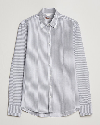 Herre |  | Stenströms | Slimline Washed Striped Oxford Shirt Dark Blue