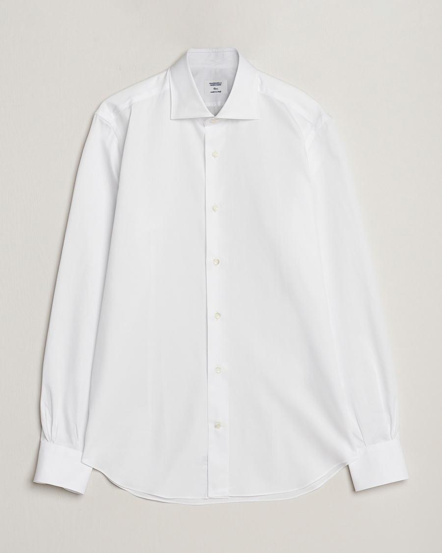 Mazzarelli Soft Cotton Cut Away Shirt White – Hvit