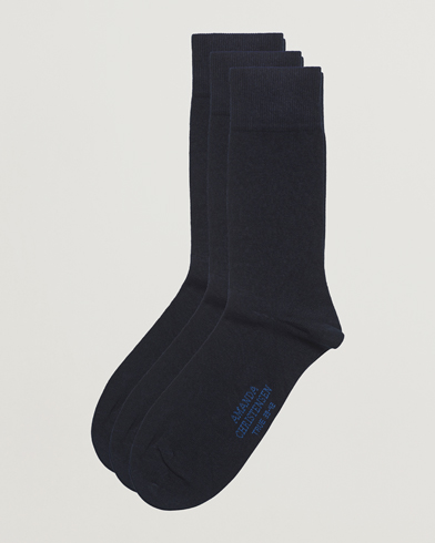 Herre | Amanda Christensen | Amanda Christensen | 3-Pack True Cotton Socks Dark Navy