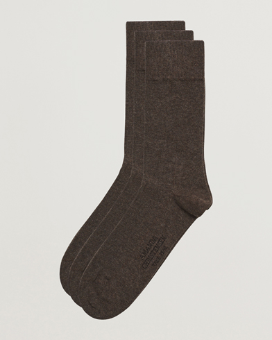Herre | Undertøy | Amanda Christensen | 3-Pack True Cotton Socks Brown Melange