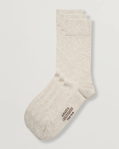 Herre |  | Amanda Christensen | 3-Pack True Cotton Socks Sand Melange