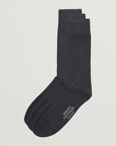 Herre | Amanda Christensen | Amanda Christensen | 3-Pack True Cotton Socks Antrachite Melange