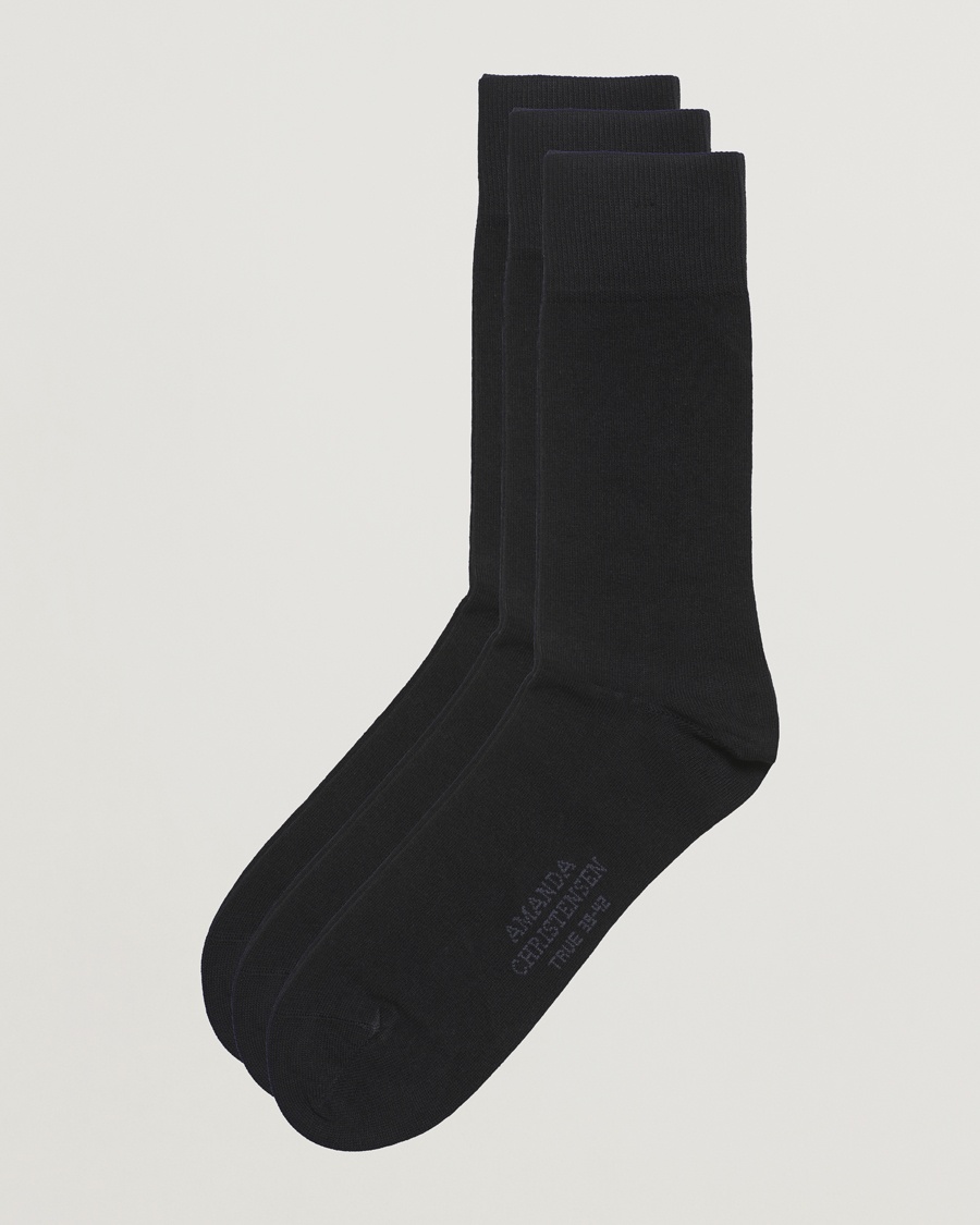 Amanda Christensen 3-Pack True Cotton Socks Black – Svart