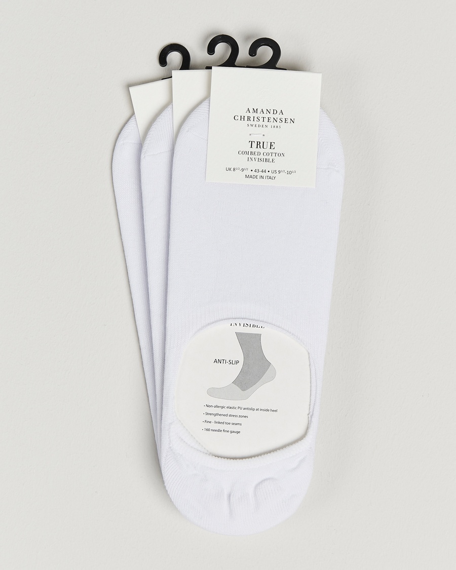 Amanda Christensen 3-Pack True Cotton Invisible Socks White – Hvit