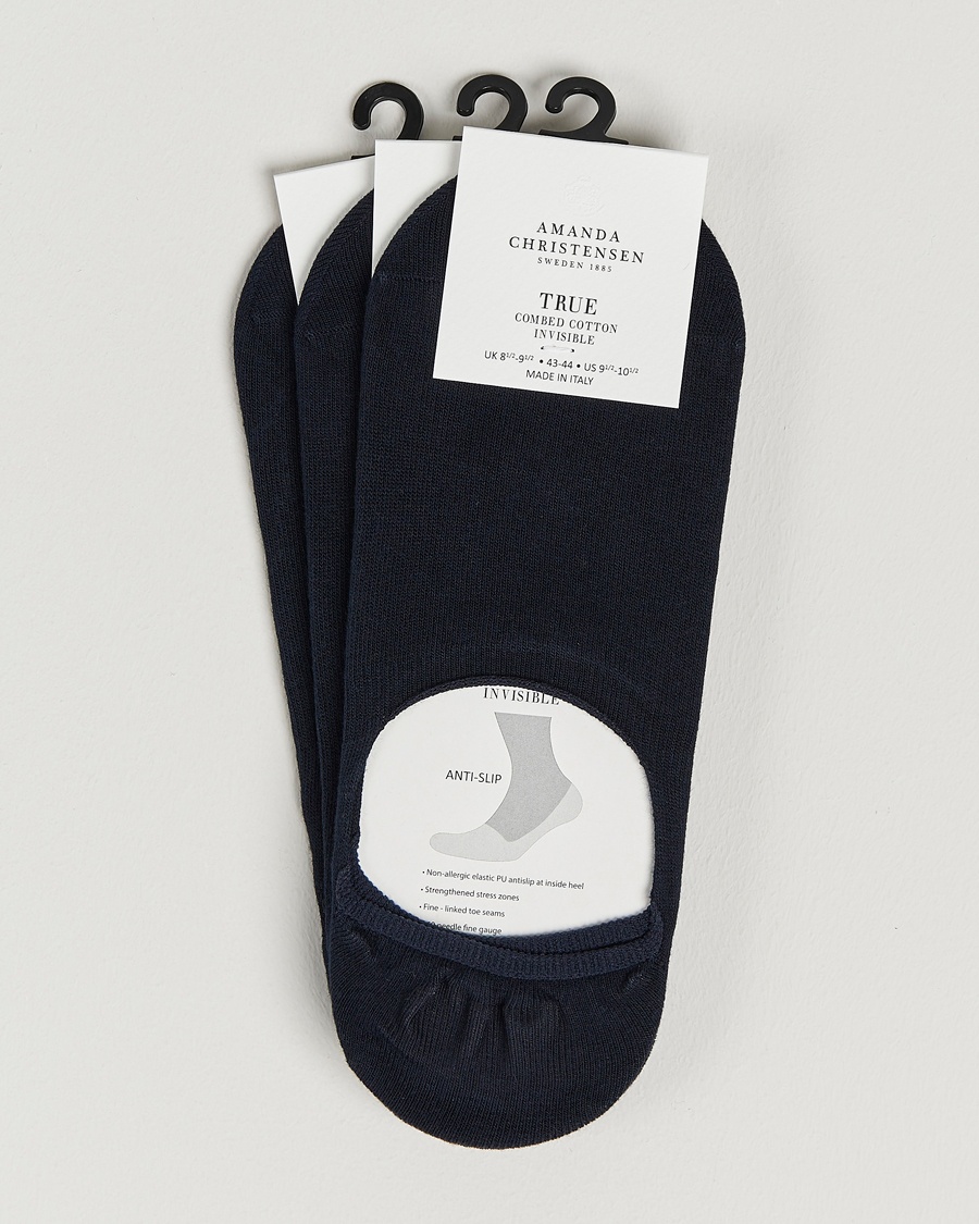 Herre | Klær | Amanda Christensen | 3-Pack True Cotton Invisible Socks Dark Navy