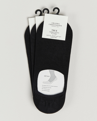 Ankelsokker |  3-Pack True Cotton Invisible Socks Black