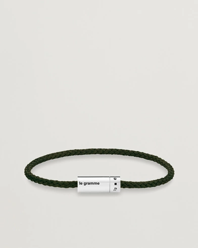 Herre | LE GRAMME | LE GRAMME | Nato Cable Bracelet Khaki/Sterling Silver 7g