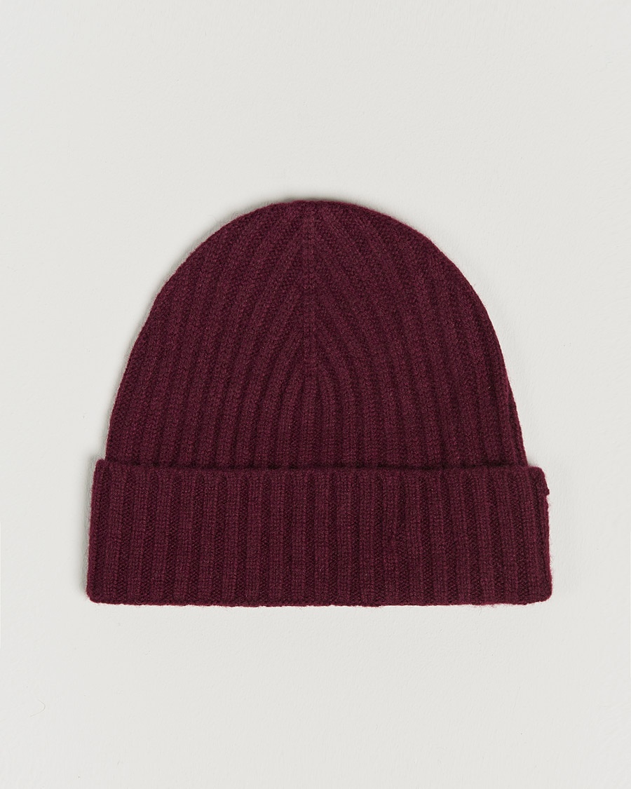 Herre | | Amanda Christensen | Rib Knitted Cashmere Cap Bordeaux