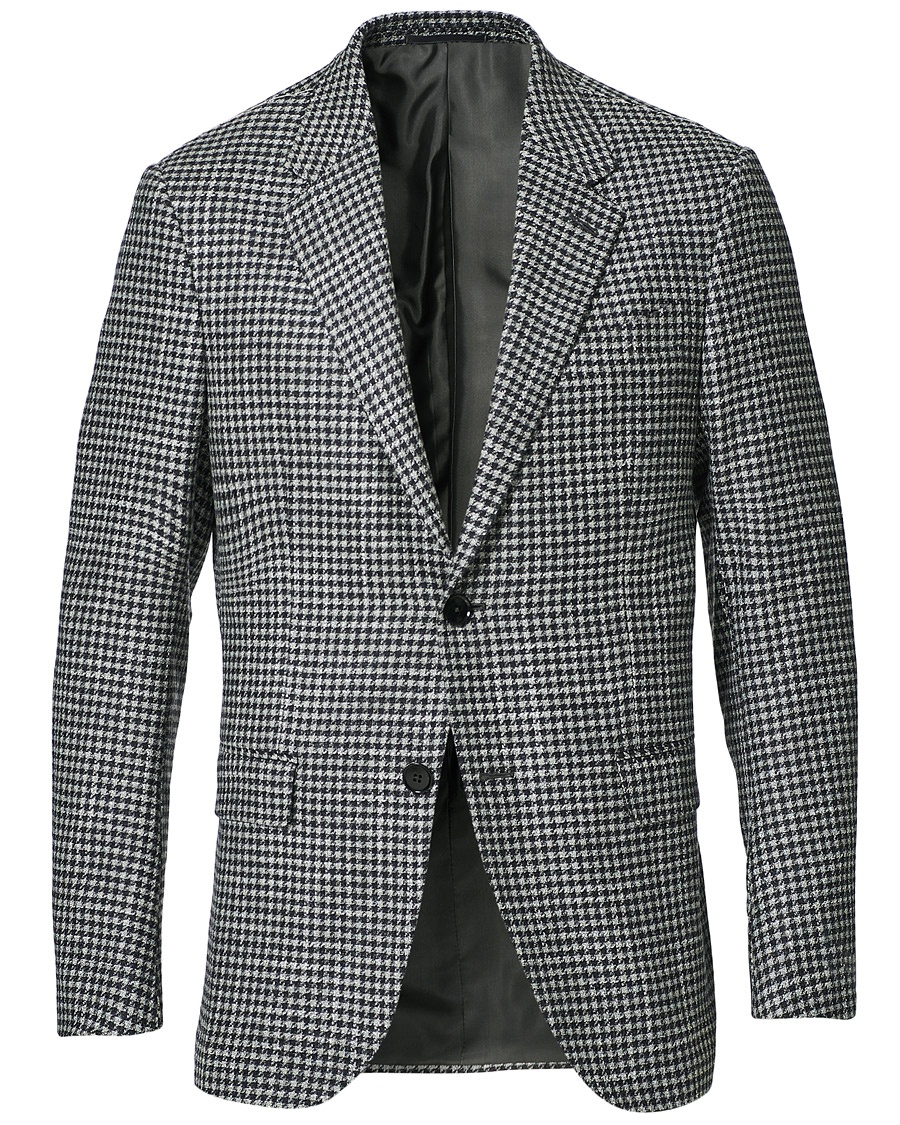 Ermenegildo Zegna Wool/Cashmere Houndstooth Blazer Dark Grey