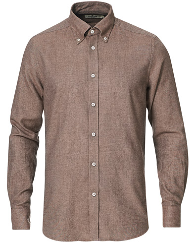 Morris Heritage Structured Button Down Flannel Shirt Brown
