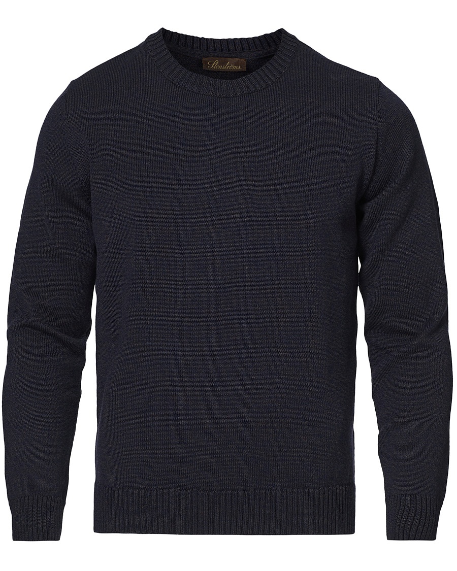 Stenströms Heavy Knitted Merino Crew Neck Brown/Blue Mouliné Stenströms Heavy Knitted Merino Crew Neck Brown/Blue Mouliné