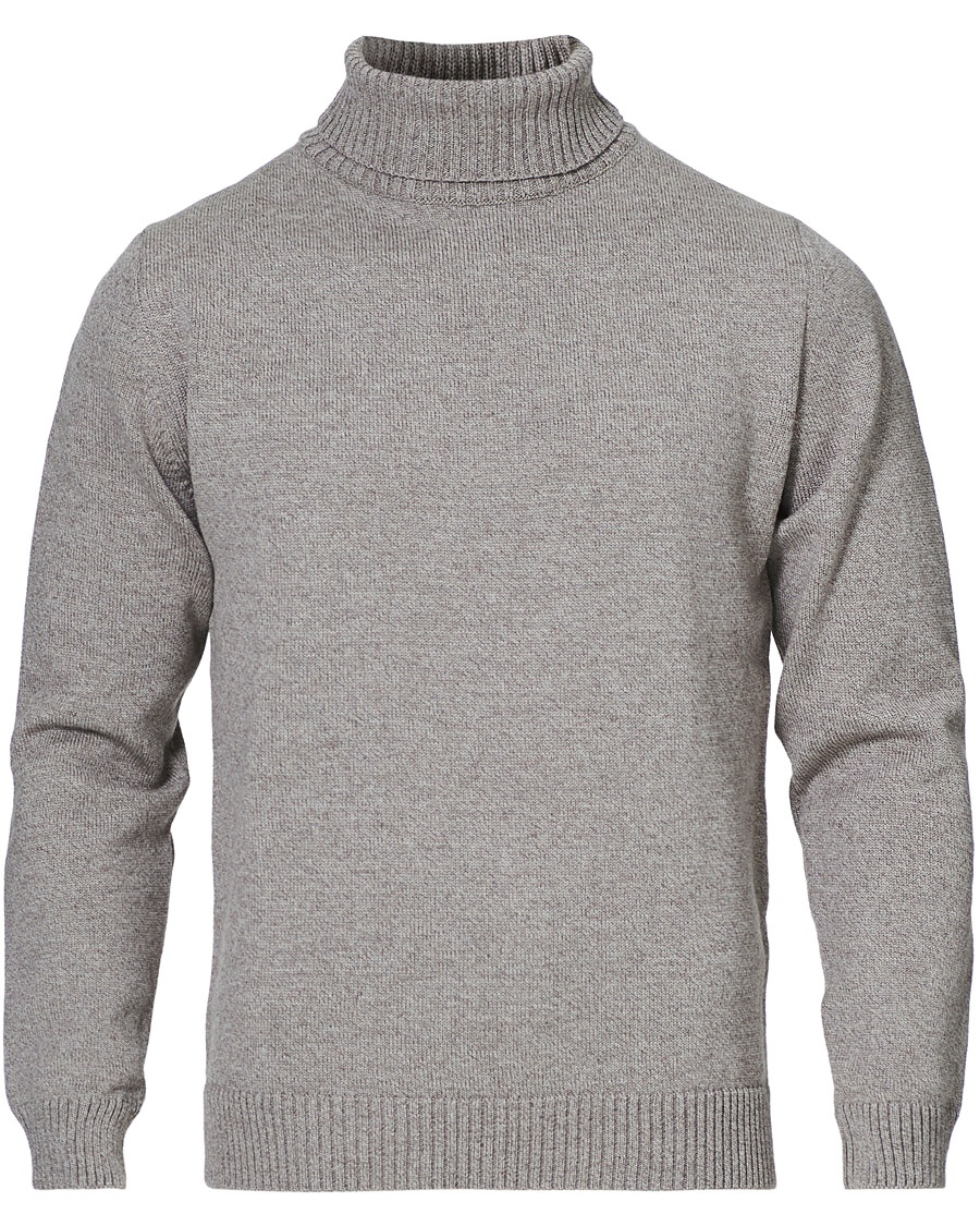 Herre | Gamle produktbilder | Stenströms | Heavy Knitted Merino Rollneck Beige Mouliné