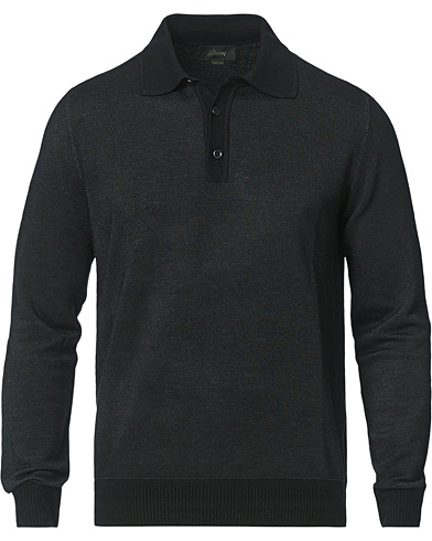 Brioni Cashmere Knitted Polo Dark Heather