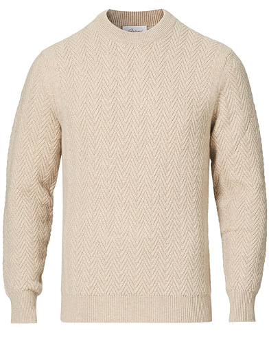 Brioni Vicuna/Cashmere Chevron Sweater Beige