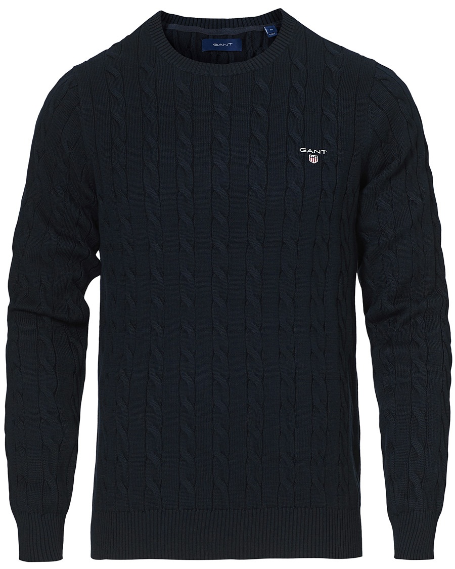 GANT Cotton Cable Crew Neck Pullover Evening Blue GANT Cotton Cable Crew Neck Pullover Evening Blue