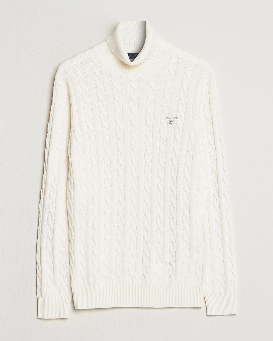 Herre | | GANT | Cotton Cable Turtleneck Cream