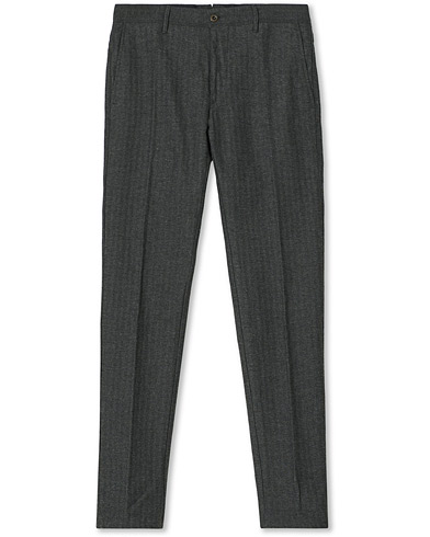  Slim Fit Cotton/Wool Herringbone Slacks Grey