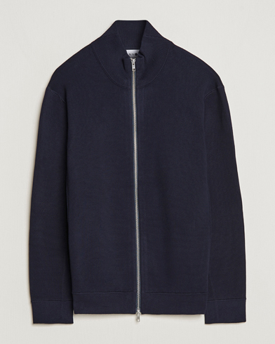 Herre | Business & Beyond | NN07 | Luis Cotton/Modal Full Zip Sweater Navy Blue