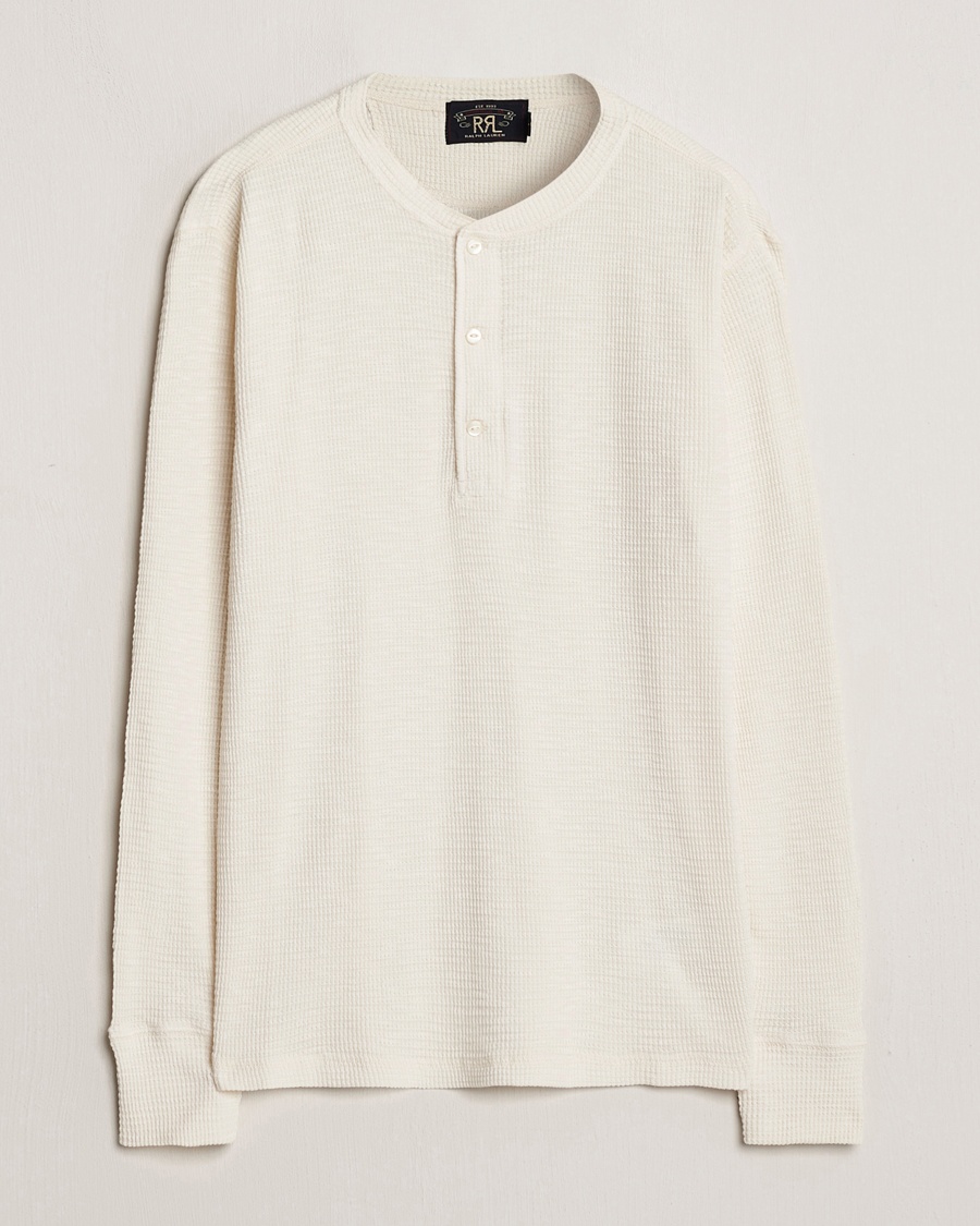 RRL Long Sleeve Henley Paper White – Hvit