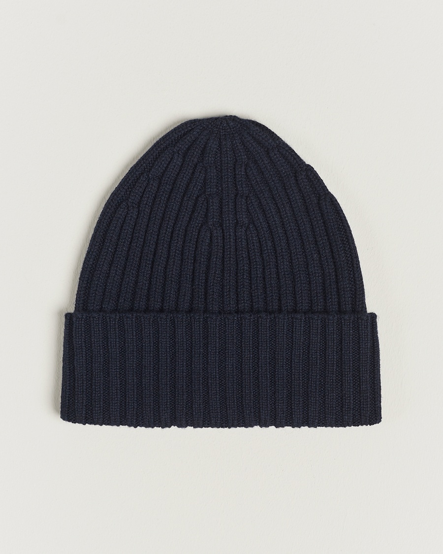  Ribbed Cashmere Beanie Navy