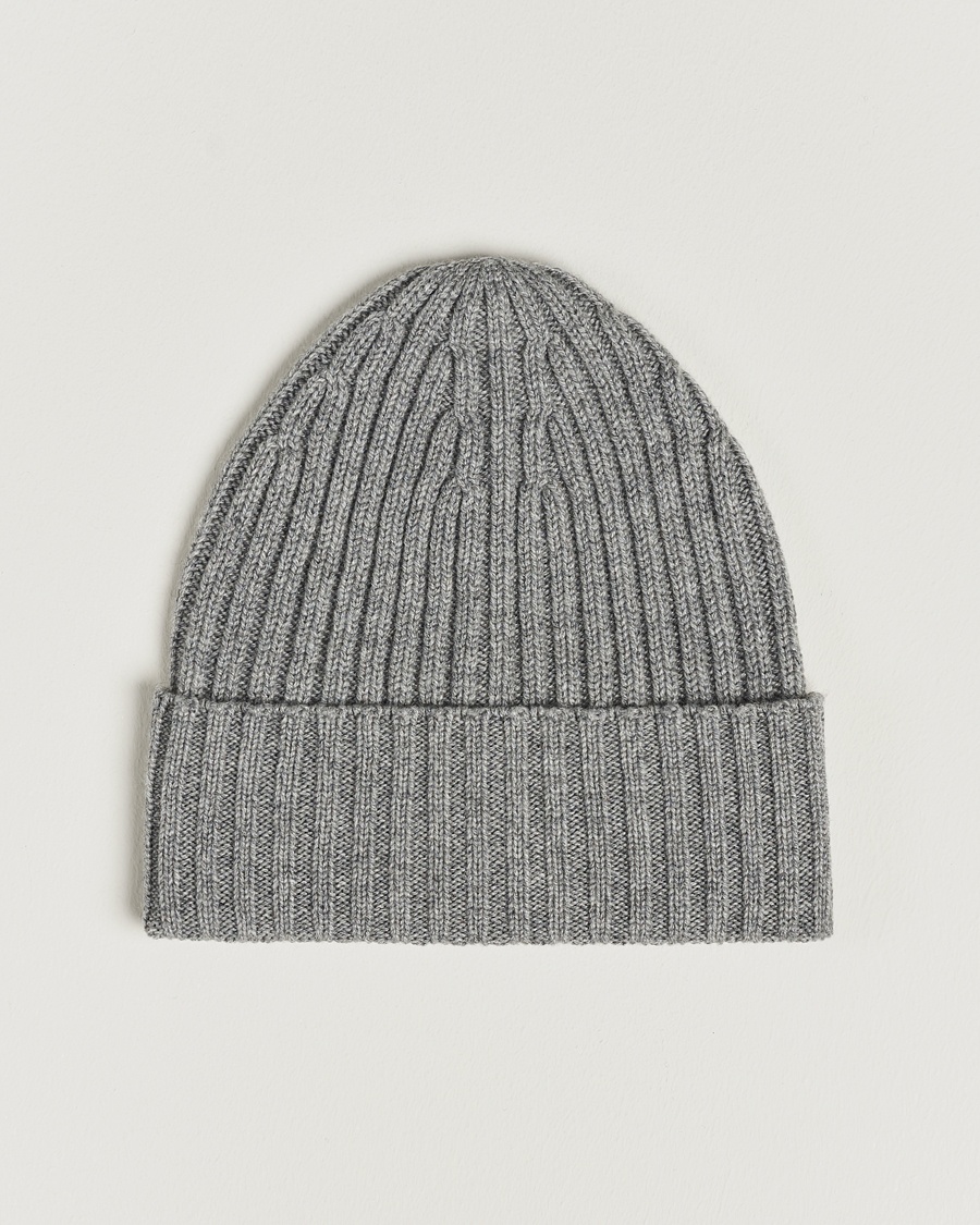 Herre | Luer | Piacenza Cashmere | Ribbed Cashmere Beanie Grey Melange